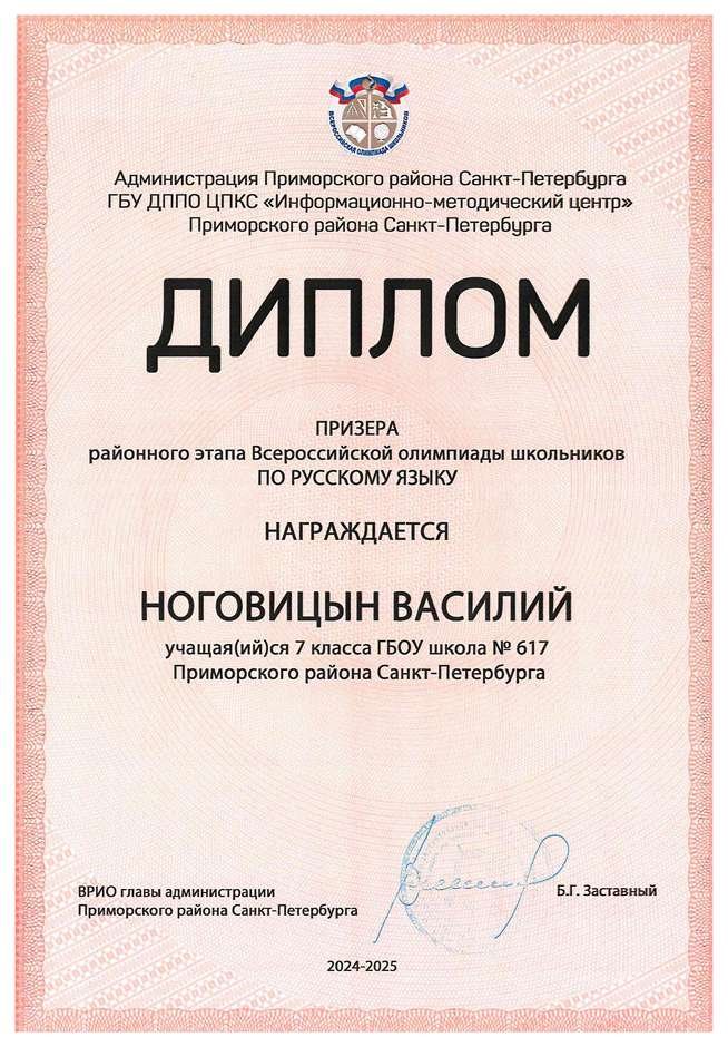 2024-2025 Ноговицын Василий 7л русский язык (Дмитрик А.А.)